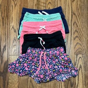 Floral and Solid Kids Shorts Set